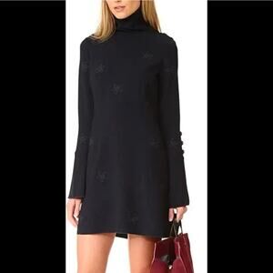 See by Chloé Navy Turtleneck Floral Star Crepe Dress.